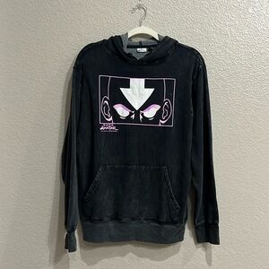 Nickelodeon Avatar  Last Airbender Black Acid Wash Hoodie Long Sleeve sz Small